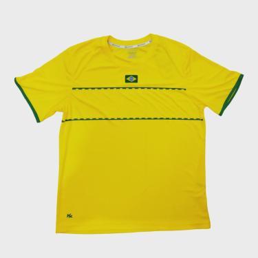 Imagem de Camiseta Masculina Torcedor Kanxa Brasil Hexa Tecido Macio Amarelo 7710