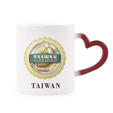 Imagem de Logotipo Taiwan Dragon Boat Race Morphing Caneca sensível ao calor coração vermelho