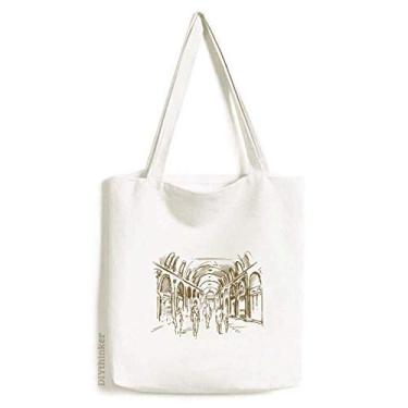 Imagem de Bolsa de lona com desenho de marco de corredor, bolsa de compras, bolsa casual