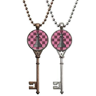 Imagem de OFFbb-USA Tabuleiro de xadrez, palavra branca, chaveiro, pingente, joias, decoração de casais