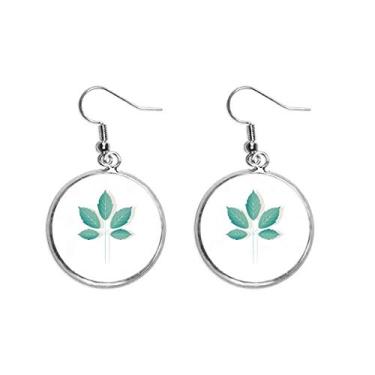 Imagem de Brinco de folha verde com pingente de orelha plana joia feminina