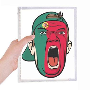 Imagem de Bandeira de Portugal maquiagem facial cabeça gritando caderno caderno folha solta diário recarregável artigos de papelaria