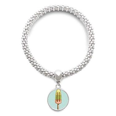 Imagem de DIYthinker Pulseira de prata com pingente de picolé vermelho e amarelo verde picolé, bracelete ajustável