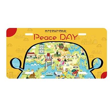 Imagem de DIYthinker Placa de licença I Love Hong Kong Mapa China Localização Carro Decoração Dia da Paz