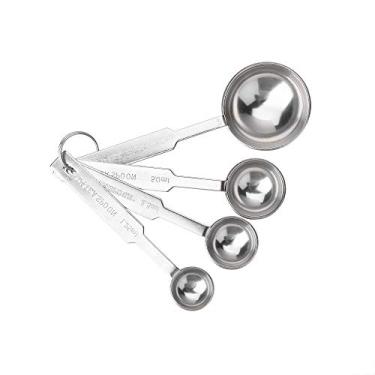 Imagem de 4Pcs Measuring Spoons, Premium Stainless Steel Metal Spoon Set, Tablespoon and Teaspoon, for Accurate Measure Liquid or Dry Ingredients, for Cooking Baking, Dishwasher Safety