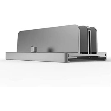 Imagem de Suporte Para Laptop Suporte Vertical Para Notebook Rack De Armazenamento Prateleira Vertical Base De Liga De Alumínio,Cinza,Hilarious123