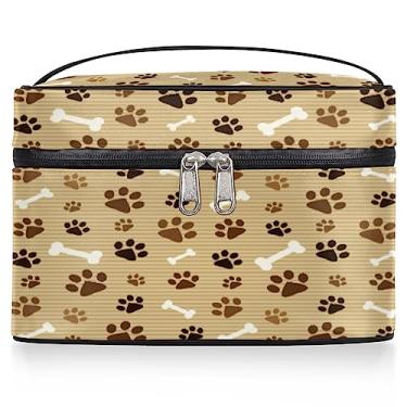 Imagem de Bolsa de cosméticos com estampa de pata de cachorro fofo bolsa feminina grande de maquiagem de viagem com estampas de patas de animais bolsa de maquiagem portátil bolsa de maquiagem