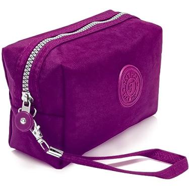 Imagem de Estojo Escolar Feminino Masculino Grande Box Ziper Resistente Escolar Papelaria Fofa Quadrado Infantil Unissex Com Alça De Mão Organizador De Lápis Canetas Marcadores Lapiseiras Borrachas Apontadores (Roxo)