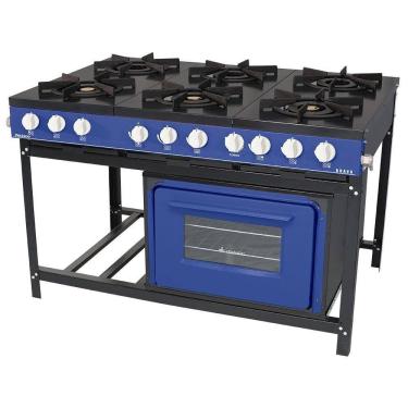 Imagem de Fogão Profissional Venâncio 6 Bocas Linha Bravo com Forno Azul BR6BFAZ