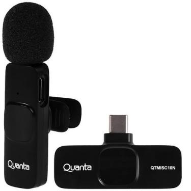 Imagem de Microfone Sem Fio Para Smartphone Quanta Qtmisc10n Com Usb-C - Preto