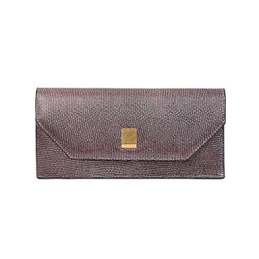 Imagem de Carteira feminina Omnia Crystal de couro fina, comprida, bolsa e suporte para cartão de crédito, Roxa, One Size