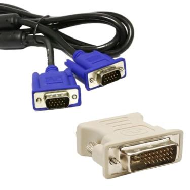 Imagem de Kit Adaptador DVI-I M x VGA F 24+5 Dual Link + Cabo VGA de 1,50 mts com Filtro