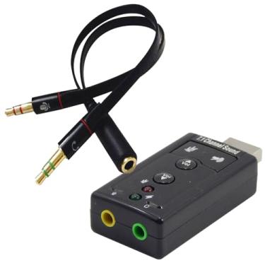 Imagem de Kit Placa de Som Usb 7.1 + Cabo Headset para Fone 2P2 Macho p/ 1P2 Fêmea