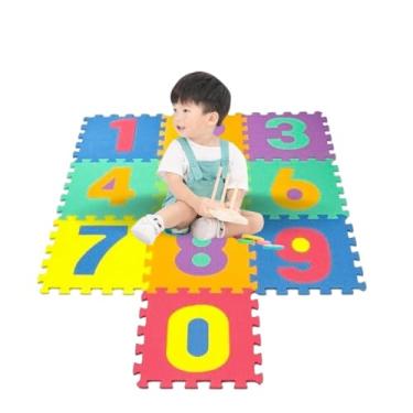 Imagem de Kit 10 Placas Tapete EVA 29X29 Infantil Coloridos Numeros Com Encaixe Tatame Para Bebes Emborrachado Educativo