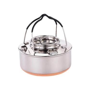 Imagem de Chaleira de acampamento chaleira de chá bule de chá fervente pote de água durável chaleira de água para mochila quintal caminhadas, 0.9L