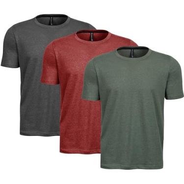 Imagem de Kit 3 Camisas Camisetas Big Plus Size Masculina Lisa Básica (BR, Alfa, 3G, Plus Size, Vinho/Verde/Chumbo)