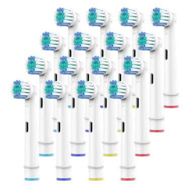 Imagem de Cabeças de escova de dentes para Oral B, pacote com 16 cabeças de substituição de escova de dentes elétrica profissional, cerdas duplas, cabeças de substituição de escova de dentes de limpeza de precisão
