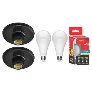 Imagem de Kit 2 Plafonier Decorativo Teto Soquete Porcelana E27 Plafon