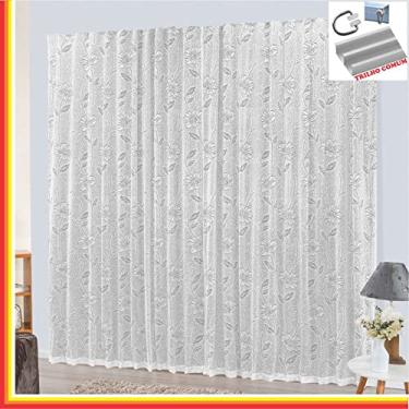 Imagem de Cortina Charme em Renda com Voal 2,00 x 1,70 Para Trilho Comum - Branca