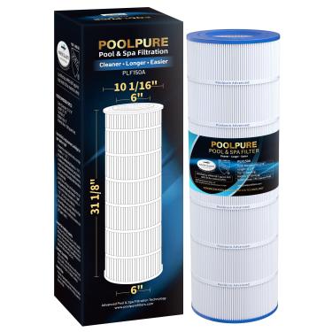 Imagem de POOLPURE Filtro de piscina PLF150A substitui Pentair CC150, CCRP150, PAP150, Ultral-C4, PP-C4, PP-C4-M, Unicel C-9415, R173216, 59054300, Filbur FC-0687, 160317, 160355, 160000. 352, L x OD: 31 1/20.3