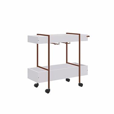 Imagem de Carrinho Bar 2 Ganchos Com Rodízios Branco/Cobre - Artesano