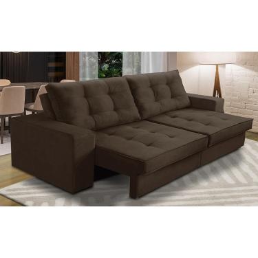 Imagem de Sofá Retrátil e Reclinável 2 lugares 1,90m com Molas Giovana Suede Marrom Madelina Decor