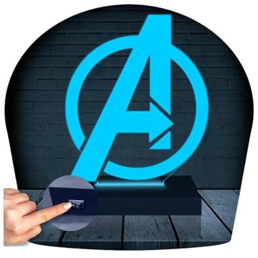 Imagem de Luminária Led 3d | Vingadores Avengers Marvel | Abajur Azul