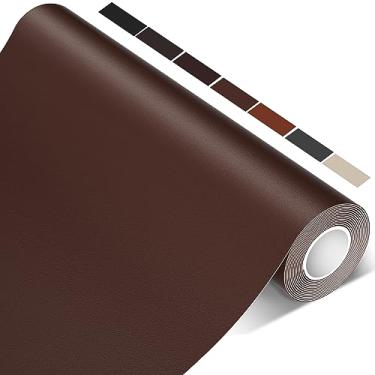 Imagem de luevita Adesivo de reparo de couro, 43 x 304 cm, kit de reparo de couro autoadesivo de couro para móveis, grandes remendos de couro para móveis, sofás, assentos de carro, cadeiras (43 x 30 cm, marrom)