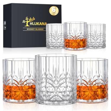 Imagem de Hlukana Conjunto de 6 copos de uísque de plástico inquebráveis, copos antiquados de 400 ml, para coquetel escocês, rum, bourbon, vodka, licor, presentes exclusivos para homens, reutilizáveis,