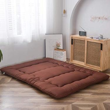 Imagem de MAXYOYO Colchão japonês shiki futon, colchão de chão espesso, tapete de tatame, almofada de dormir, colchão de enrolar, espreguiçadeira, cama dobrável, para sofá cama, colchão para quarto de hóspedes
