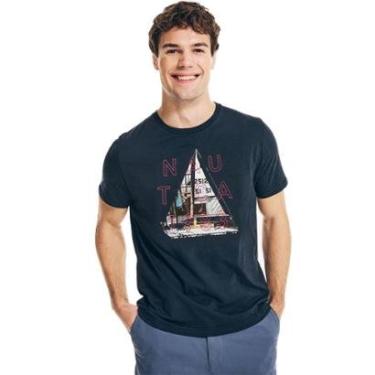 Imagem de Camiseta Nautica Masculina Sail Boat Print Azul Marinho-Masculino