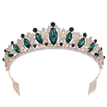 Imagem de Tiaras e coroas de cristal vintage rainha rei concurso diadema barroco feminino acessório de cabelo para casamento noiva acessórios de joias, One Size, Cristal Strass