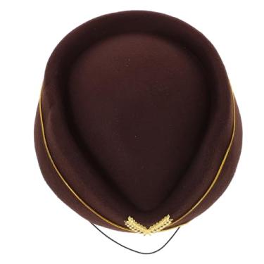 Imagem de Boinas Chapéu uniforme Chapéu de aeromoça Chapéus de fantasia Chapéu de aeromoça Chapéu de aeromoça Acessório de cosplay Chapéu de aeromoça tem chapéu de aeromoça comissária de bordo Roupas de feltro