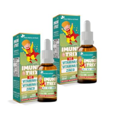 Imagem de Kit Com 02 - ImuniTrix Kids (Vitamina C + D + Zinco) 30ml Sabor Morango Flora Nativa