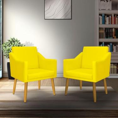 Imagem de kit 2 poltrona Isa decorativa sala escritorio Pés palito (AMARELO)