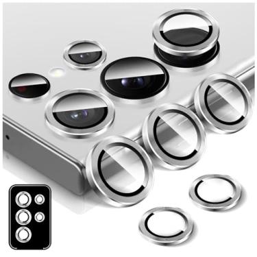 Imagem de Kucheed Protetor de lente de câmera para Samsung Galaxy S23 Ultra, anéis individuais de liga de alumínio de alinhamento automático, protetor de tela de vidro temperado 9H, adesivo de filme