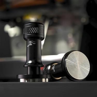 Imagem de Calcadeira de café expresso, acessórios de expresso de pressão ajustável com molas de 9 a 15,9 kg, 100% aço inoxidável plano e rosqueado com base ajustável para máquina de café expresso (58 mm)