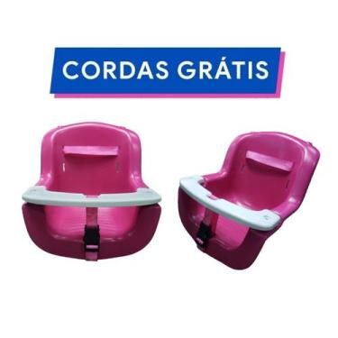 Imagem de Balanço Infantil Plástico ROSA Bebê Criança Cadeirinha Com Corda - Cia
