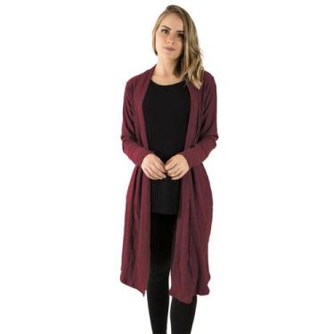 Imagem de Cardigan Kimono Feminino Canelado Manga Longa - JAVA MODAS, Vinho, G