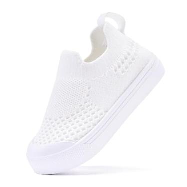 Imagem de BMCiTYBM Tênis para bebês meninas e meninos leve malha respirável primeiros caminhantes 6-24 meses, 1 branco, 2.5-3 anos
