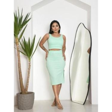 Imagem de Conjunto Saia Lápis Midi e Blusa Aberta nas Costas-Feminino