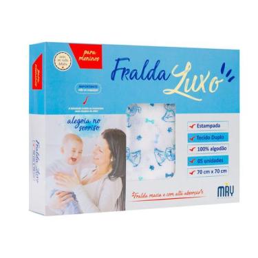 Imagem de Fralda de Pano Luxo Tecido Duplo Estampada 70x70cm Caixa c/5 100% Algo