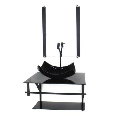 Imagem de Gabinete Vidro Banheiro 60Cm Ap Cuba Retangular Curvada - Cubas E Gabi