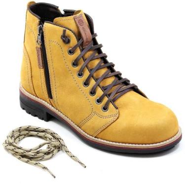 Imagem de Bota Feminina Adventure Couro Antiderrapante Conforto - Galway, Amarel