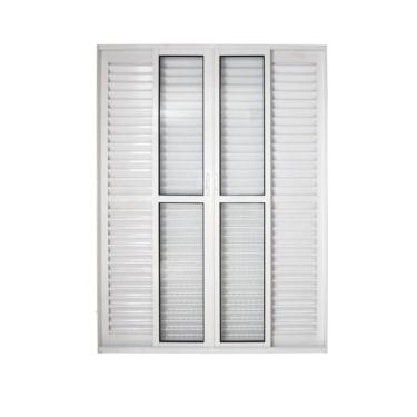 Imagem de Porta balcão 6 folhas 2,10x2,00 com fechadura no alumínio branco - Com