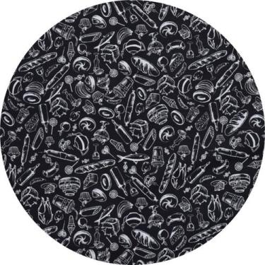 Imagem de Capa de giratório de Mesa de Tecido Preto e Branco - RECANTO, 90cm