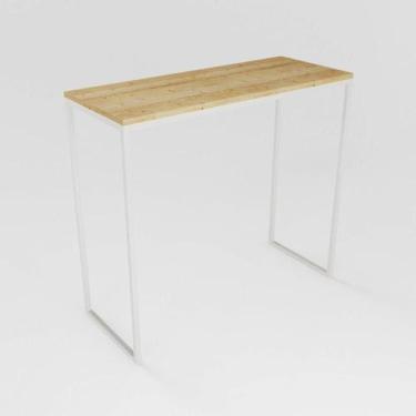 Imagem de Bancada Cozinha Balcão Gourmet Branco 120cm Tampo Pinus - Don Castro D