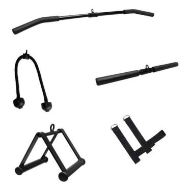 Imagem de Kit Puxadores Triangulo e Corda e Reto 50cm e Glúteo e Pulley 1m - Rei