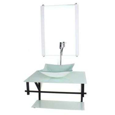 Imagem de Gabinete de vidro para banheiro 60cm ap cuba quadrada  branco full com