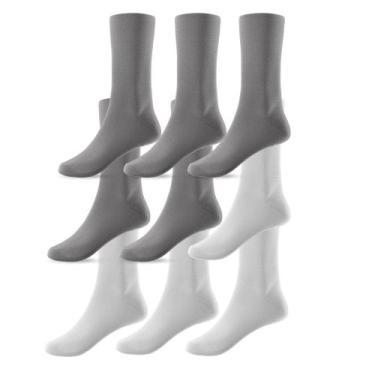 Imagem de Kit 9 Pares de Meias Cano Alto 36 ao 46 Unissex Preta - Life, Cinza, B